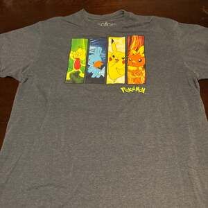 Pokémon Hoenn Gen 3 Starters & Pikachu Adult XL Graphic T-Shirt Charcoal Gray